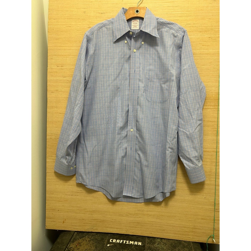 Brooks Brothers Mens Traditional Fit Non Iron Plaid Button Down Shirt‎ 15 2/3